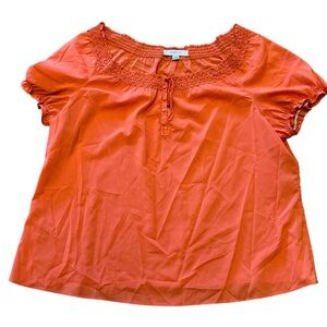 Avenue Women's Burnt Orange Blouse with Decorative Neckline Size 22/24